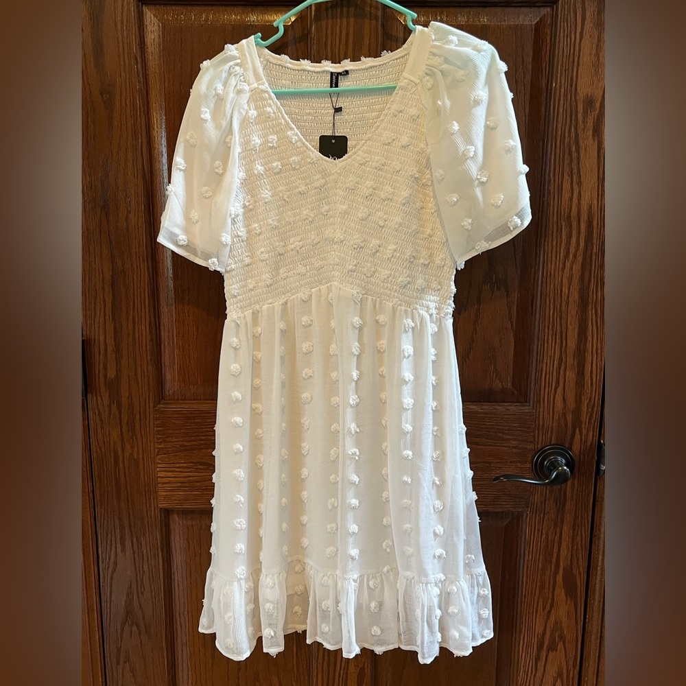 V neck short sleeve short dress